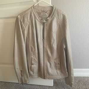 Tan faux leather jacket, like new.